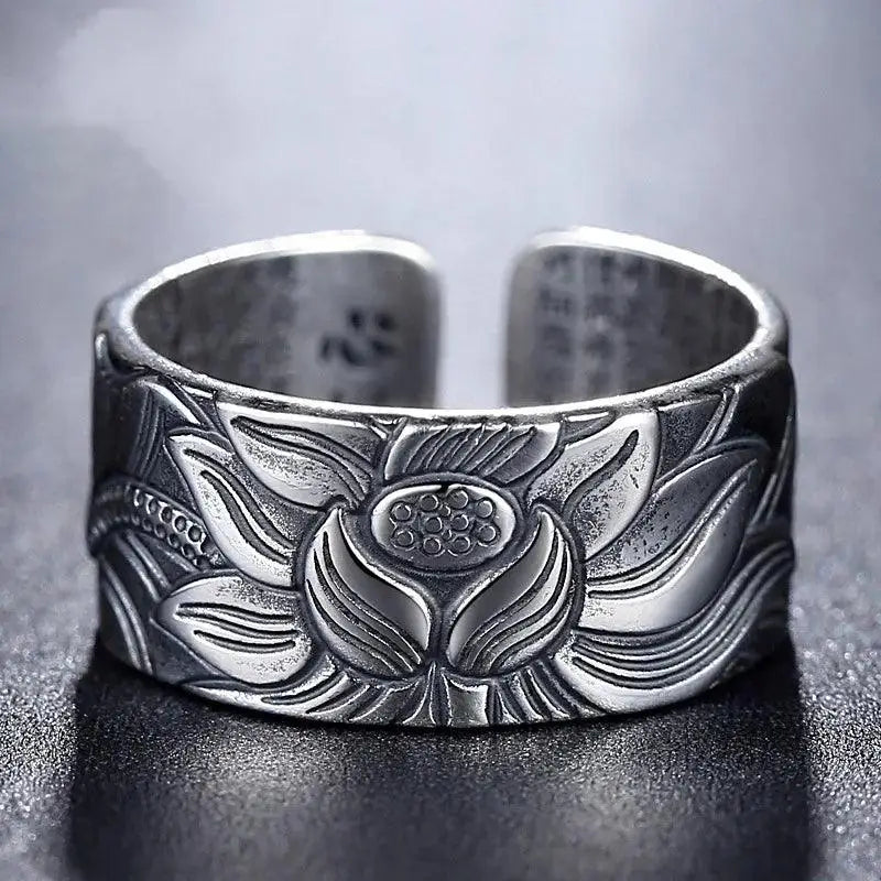 Anneau fleur de Lotus - Argent 999 / Redimensionnable - Anneau fleur de Lotus