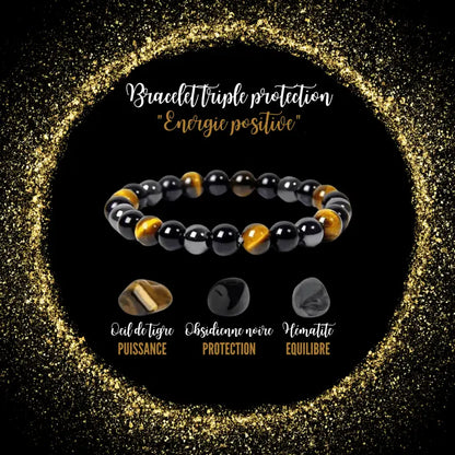 Bracelet triple protection "Energie positive" - By Bouddha